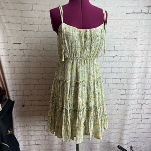 Altar'd State Floral Mini Dress in Green and Yellow